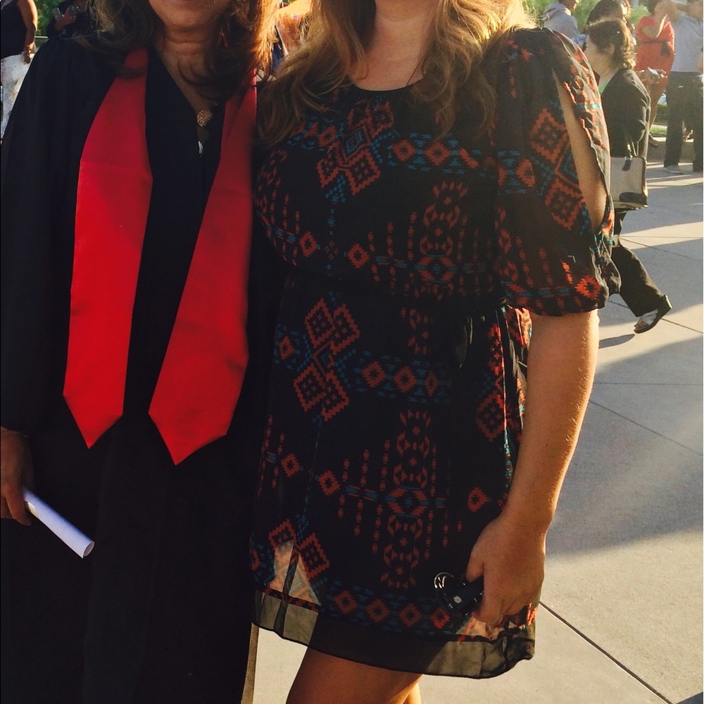 Aztec design black dress